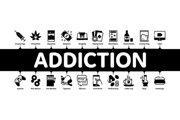 Addiction Bad Habits Minimal Infographic: Visualizing Recovery and Awareness