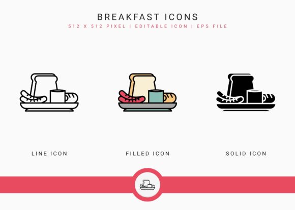 Breakfast Icons Set: Editable Vector Food Graphics
