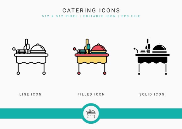 Catering Icons Set for Modern Design