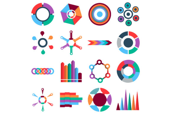 Flat Style Infographic Items Icons Set Guide